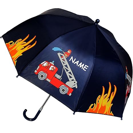 alles-meine.de GmbH Regenschirm - Feuerwehr & Feuerwehrmann - incl. Name - Kinderschirm Ø 72 cm / mit Klemmschutz - Kinder St