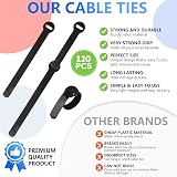 ARMIZ 120x Reusable Cable Ties Adjustable 3 Sizes Nylon Fabric 12mm x view 3