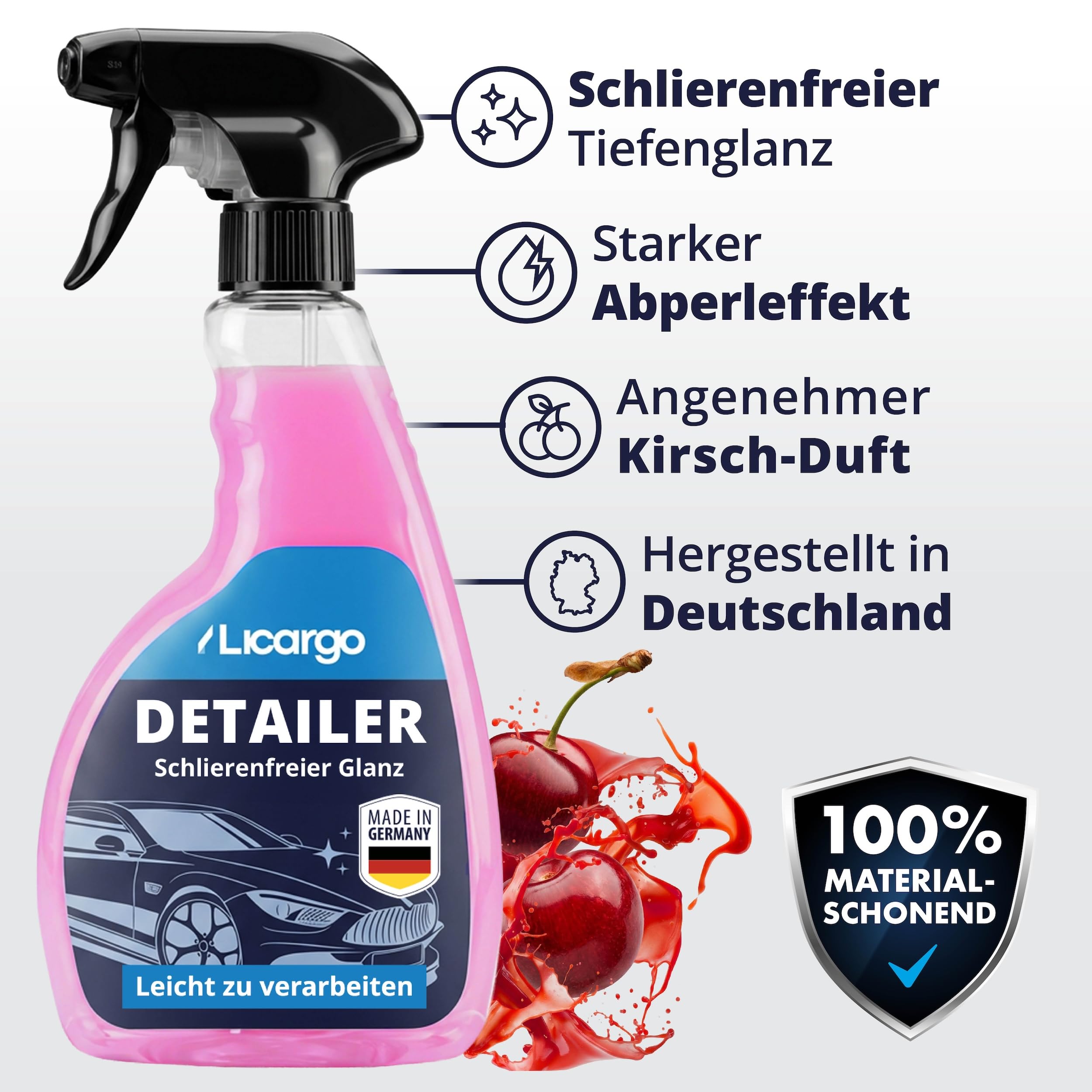LICARGO Detailer Auto (500ml) – Quick Detailer mit Tiefenglanz & Abperleffekt, Auto Sprühversiegelung zur Lackpflege aussen, Lackreiniger für alle Oberflächen, Versiegelungsspray & Abperlschutz 3