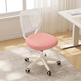 JPBSTO Small Desk Chair, Armless Swivel Rolling Office Chair, Pink 1 PC | Breathable Mesh, Thick Cushion, Smooth Wheels, Ergonomic Computer Task Chairs for Small Space, Dorm, Study, Bedroom