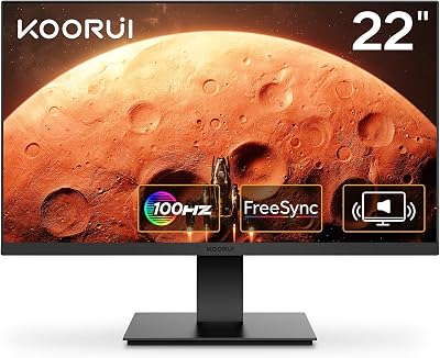 KOORUI 22 Inch Gaming Monitor FHD 1080P 100Hz VA Panel 4ms FreeSync HDMI VGA