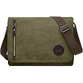 ZHIERNA Canvas Satchel Messenger Bag for Men Women, Vintage Shoulder Crossbody 13.3" Laptop Bag for Work Travel