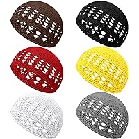 4 Pack Knit Kufi Hats - Crochet Beanies In Black, White, Khaki & Red