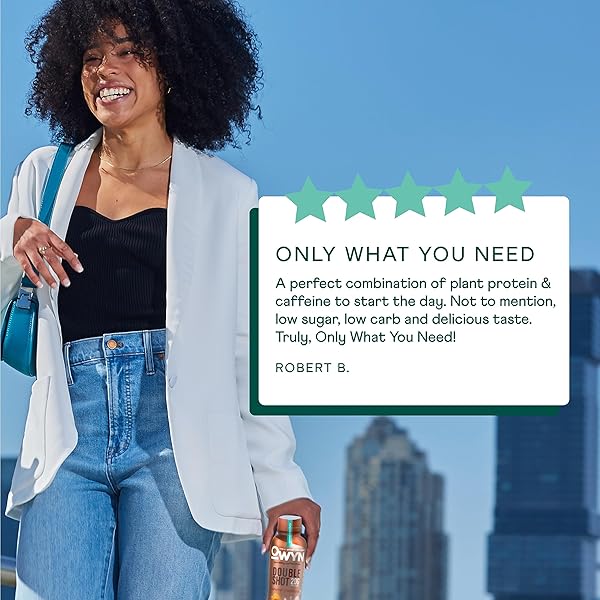 OWYN ONLY WHAT YOU NEED DOUBLE SHOT DAIRY FREE KETO PROTEIN COFFEE SHAKE, CARAMEL MACCHIATO, 0G SUGAR, 20G PLANT BASED PROTEIN, 180MG CAFFEINE, GLUTEN & SOY FREE, NON-GMO, VEGAN (12 PACK, 12 FL OZ)