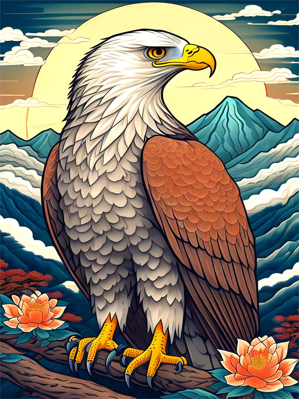 Photo 1 of SANYUN Eagle Diamond Painting Kits, 5D Diamond Art Kit for Adult & Beginner, Moon&Mountain Paint by Diamonds, Animals Diamond Dot Painting for Gift Office Wall Decor Gifts(12x16inch)