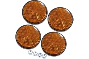 ACROPIX M6x1.0 Orange Plastic Universal Motorcycle Bicycle Round Screw Mount Reflective Warning Reflector - Pack of 4