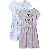 Spotted Zebra Disney | Marvel | Star Wars | Frozen | Princess Girls'Knit Short-Sleeve Cinch-Waist Dresses, Pack of 2