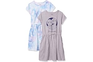 AMAZON ESSENTIALS Spotted Zebra Disney | Marvel | Star Wars | Frozen | Princess Girls'Knit Short-Sleeve Cinch-Waist Dresses, Pack of 2