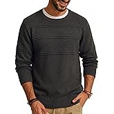 YTD Men's Crewneck Pullover Sweater Textured Knitted Sweaters Casual Loose Fit Sweaters with Ribbing Edge