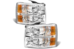 ADCARLIGHTS Chevy Silverado Headlight Assembly for 2007-2013 Chevy Silverado 1500/2007-2014 Silverado 2500HD 3500HD Clear Lens Chrome Housing Amber Reflector Replacement Driver and passenger side