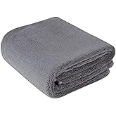 Amazon Basics Super Absorbent Microfiber Car Drying Towel, Streak-Free, Non-Abrasive, 36"L x 25"W, Gray