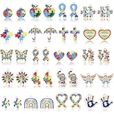 MARFOREVER 40Pcs/20 Pairs Autism Awareness Charms, Autism Charm for Jewelry Making, Autism Alloy Puzzle Pendants for Bracelet Necklace Earrings Making Accessories Autism Awareness Stuff