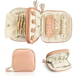 Travel Jewelry Case, Soft Jewelry Organizer with Compartments for Women