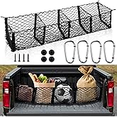 Cargo Net for Pickup Truck Bed 59 ×11.8 inch Adjustable Elastic Mesh Car Rear Storage Organizer with 4 Carabiners Accessories, Heavy Duty Cargo Netting for Pickup, Truck, SUV