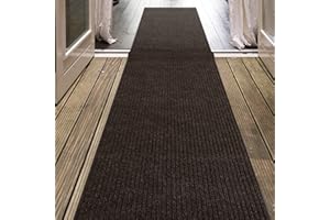 iCustomRug Spartan Weather Warrior Duty Indoor/Outdoor Utility Ribbed in 3ft,4ft,6ft Widths 70 Custom Sizes with Natural Non-Slip Rubber Backing 3' x 8' in Brown