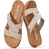 Project Cloud 100% Genuine Leather Womens Sandals – Easy Slip On Sandals for Women 2026 with Plush Cushioned Insole – Lightweight & Non Slip Womens Slides for Women Footwear (Nina)