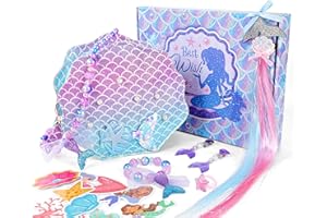 BTHRORO Purse for Little Girls Dress Up Jewelry Set, Kids Mermaid Hair Accessories Mermaid Toys Sticker