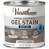 Varathane Total Control Smoke Gray Gel Stain | Thick Gel For Vertical Surface Application, Wood Metal And Fiberglass, Low Odor Water-Based Formula, Half Pint