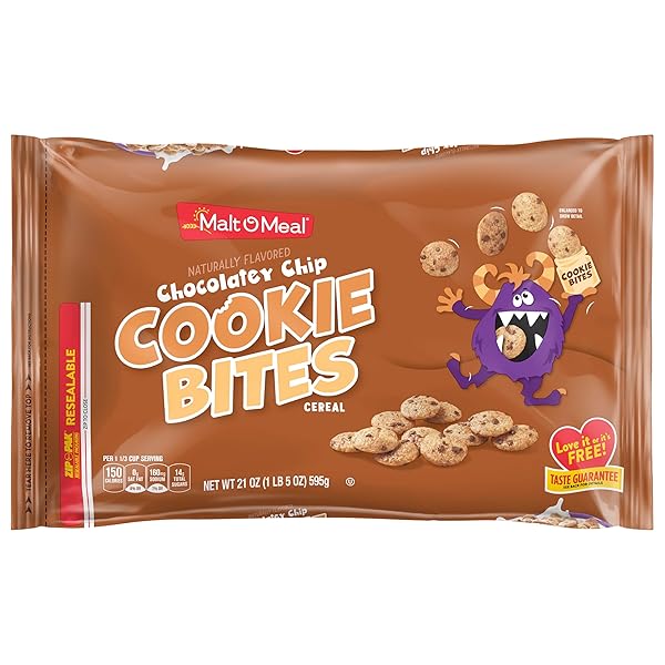 MALT-O-MEAL CHOCOLATEY CHIP COOKIE BITES KIDS BREAKFAST CEREAL, FAMILY SIZE BULK BAGGED CEREAL, 21 OUNCE – 1 COUNT