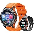 VIRAN Smart Watches for Men, 1.43'' AMOLED Military Smart Watches for Women, IP68 Waterproof Fitness Watch for Android and iOS, Smartwatch with Heart Rate BP Sleep Monitor and Step Counter (Orange)
