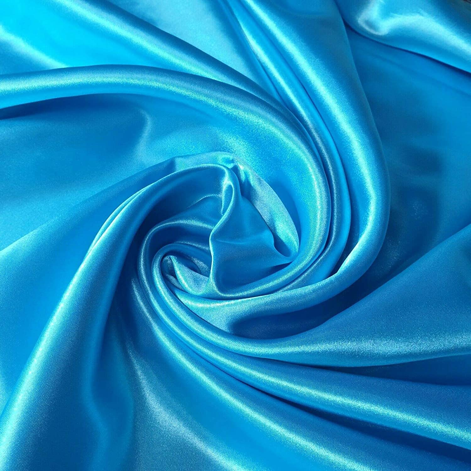 EP 100% Polyester/Poly Silk Silky Satin Fabric, Dressmaking, Wedding, Prom - Dress Craft Fabric Material 58" - 150 cm Wide Sold in Pre - Cut Lengths (5 Meter, Kingfisher)