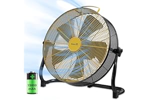 Smartele QF16 16 Inch Battery Powered Floor Fan Fast Charging,15000mAh Battery Operated Fan,Rechargeable Portable Fan,2500 CFM High Velocity Cordless Fan for Patio,Gym,Camping,Travel,Backyard