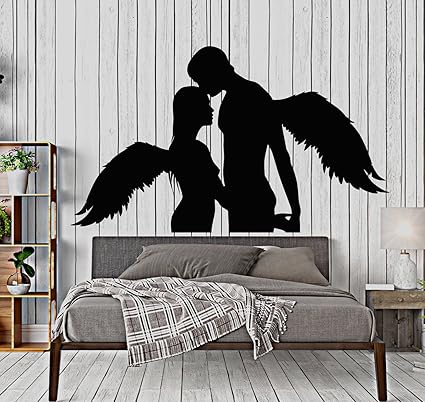 Designtorefine Vinyl Wall Decal Love Sex Naked Angels Decor Bedroom Stickers Large Decor 727ig Dark Green
