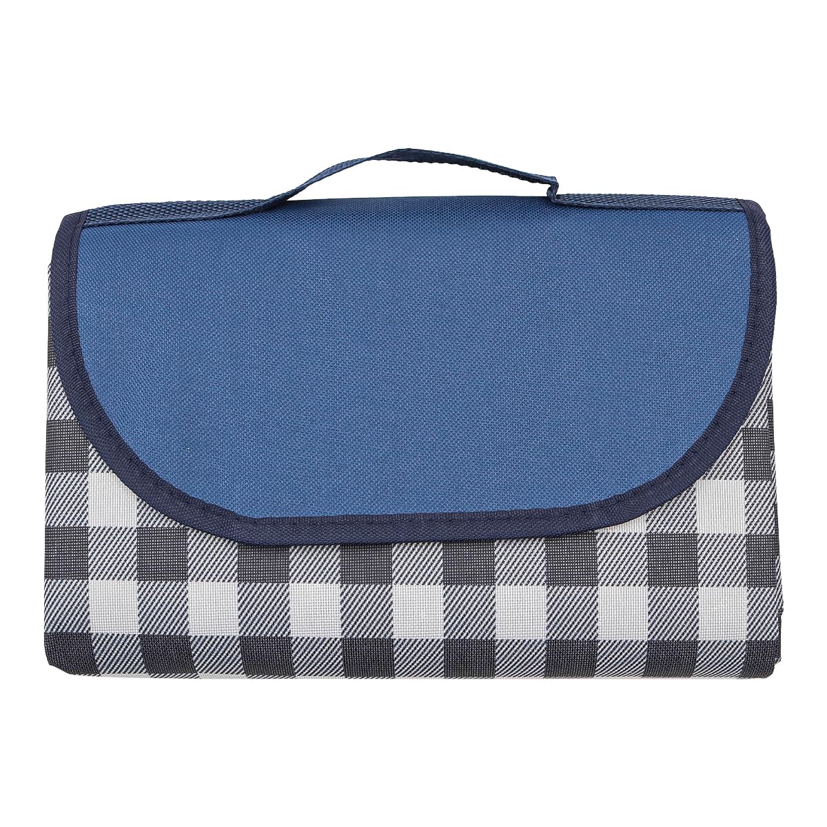 NUZAMAS 200x200cm Picnic Blanket Large Waterproof Blanket Sandproof Beach Blanket Folding Portable Mat for Outdoor Picnics Camping Navy Blue Grid