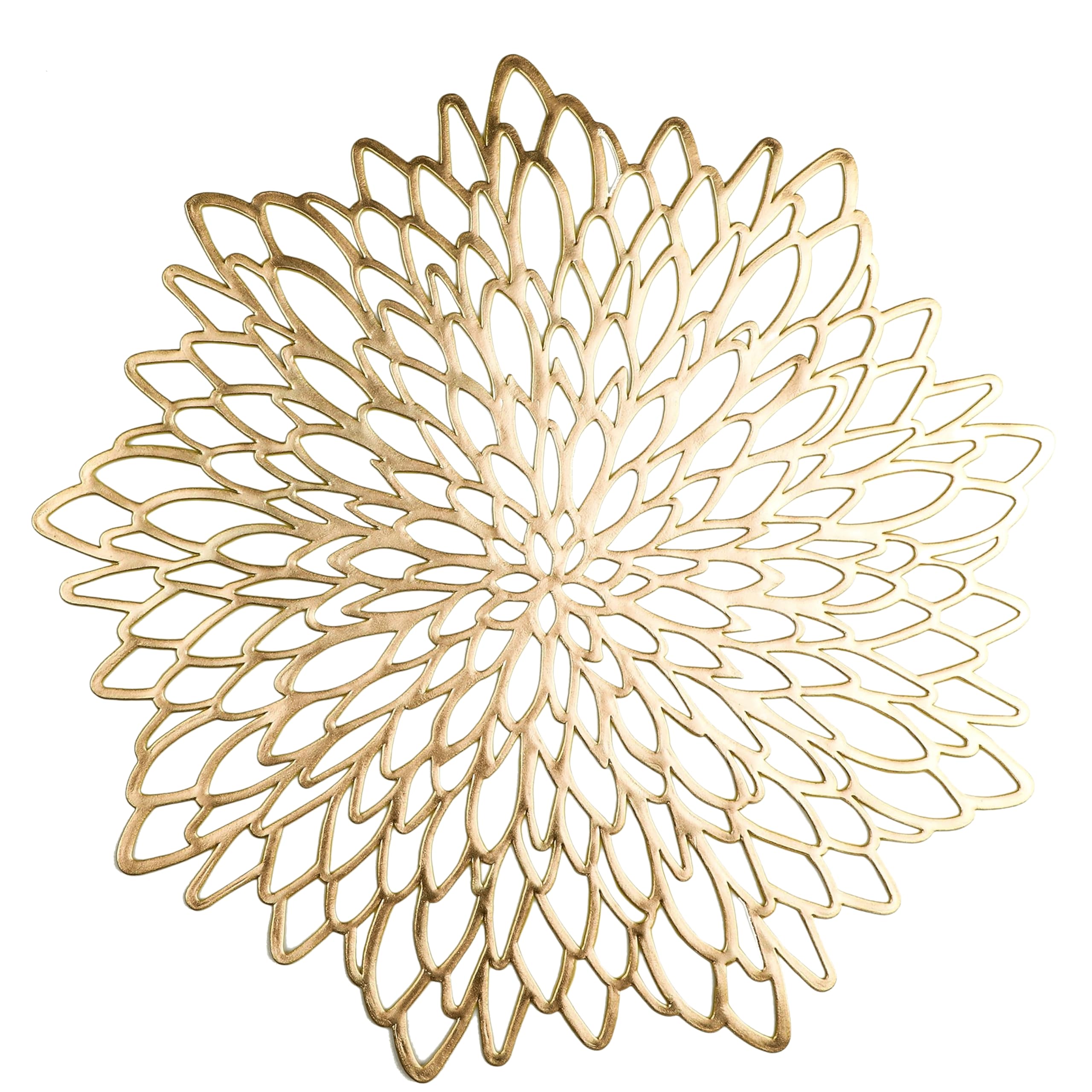 Photo 1 of Snowkingdom Pack of 18 Gold Metallic Round Placemats Bulk Round Pressed Vinyl Leaf Dinning Kitchen Table Mats Decoration for Christmas Wedding Thanksgiving Party