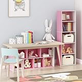 Furinno LUDER 5-Cube Bookshelf White/Pink 40.1W x 132.1H x 23.9D cm view 2