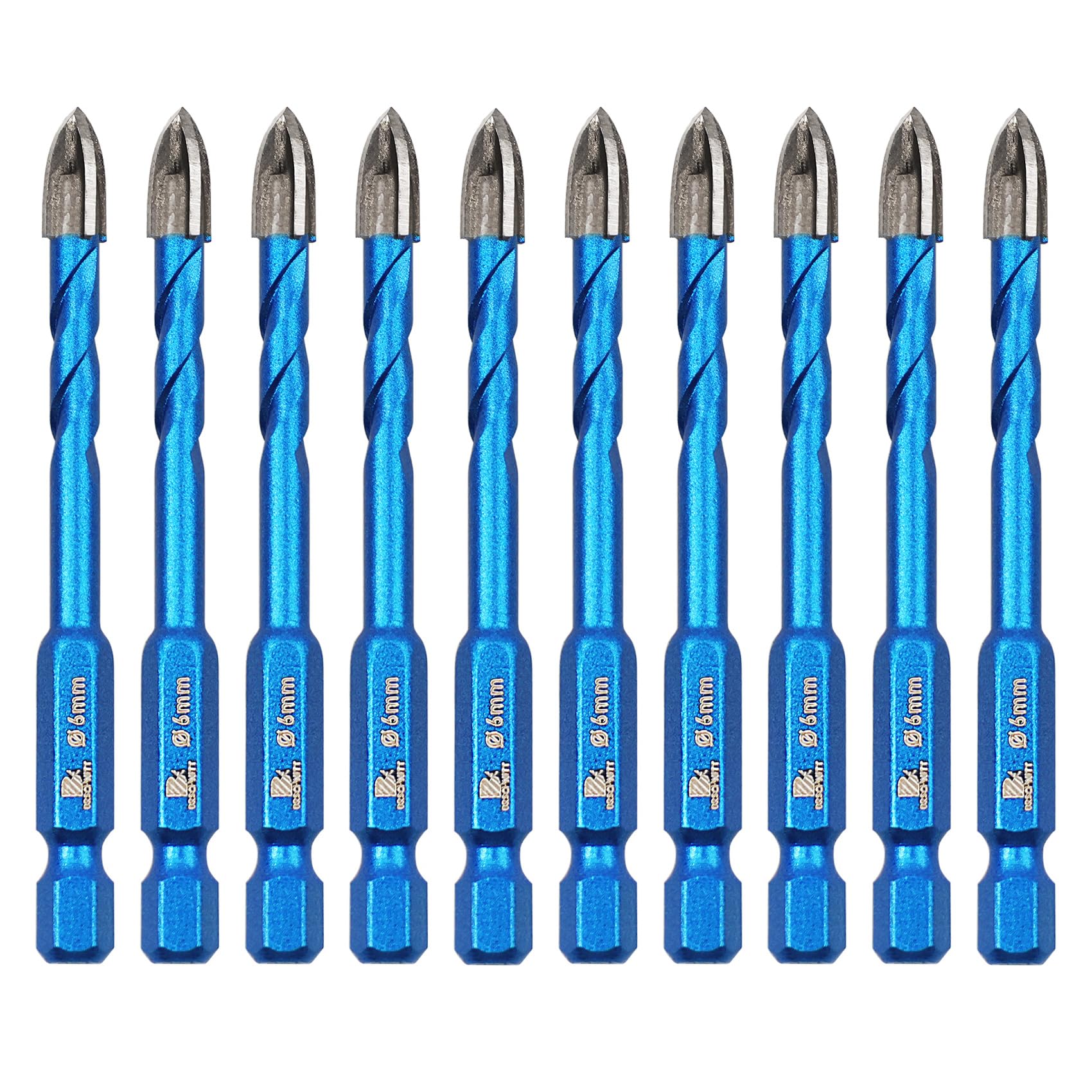 Masonry Drill Bit BRSCHNITT 10pcs Carbide Tips Concrete Drill Bit Set for Pots Bottles Ceramic Tile Glass Brick Ceramic Hex Shank — image 1
