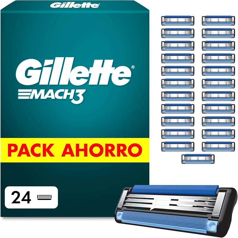Mach3 Base Cuchillas de Afeitar Hombre, Pack de 24