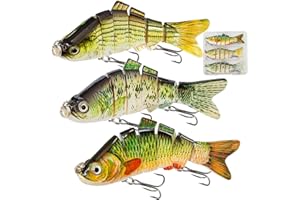 Pfeibk Multi Jointed Swimbait Saltwater Fishing Lures with Sharp Treble Hooks, Top Water Bass Fishing Lures Walleye Trout, Lifelike Slow Sinking Fish Bait Lures Kit Freshwater