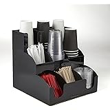 Mind Reader 9 Compartment Coffee Condiment and Accessories Organizer, Black