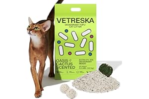 VETRESKA Tofu Cat Litter, Strong Clumping Kitty Litter Flushable Cat Litter, Water Absorbent Tofu Litter, Dust Free Low Tracking Cat Litter, Cactus (5.5lb x 1bag)