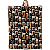 VODRM Beer Glasses Blanket,50x60in,Fun Black Throw Blankets,Gifts for Men Women & Nature Lovers, Lightweight Soft Fleece Cozy,for Sofa Couch Bed Room Bar Decor
