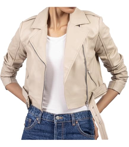 Carrie CH Hoxton Ladies Biker Real Leather Jacket Cropped Short