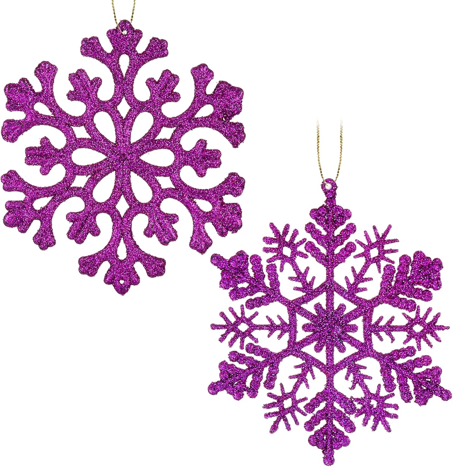 Ornaments - 30PCS Christmas Glitter Snowflake Ornaments Plastic Snowflakes Ornaments-Xmas Tree Decorations,4.7-inch (Purple)