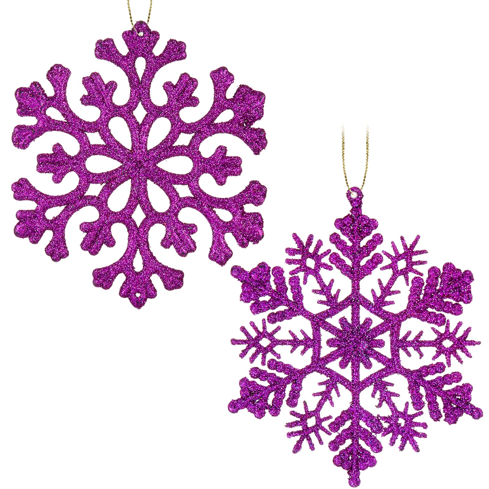 Photo 1 of 30PCS Christmas Glitter Snowflake Ornaments Plastic Snowflakes Ornaments-Xmas Tree Decorations,4.7-inch (Purple)