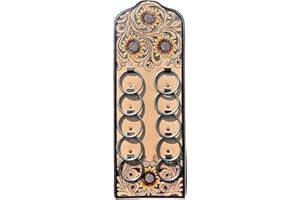 Western Tooled Leather Wild Rag Hanger Organizer with Heavy-Duty D-Rings – Cowgirl Tack Accessory for Scarves, Wild Rags & Ge