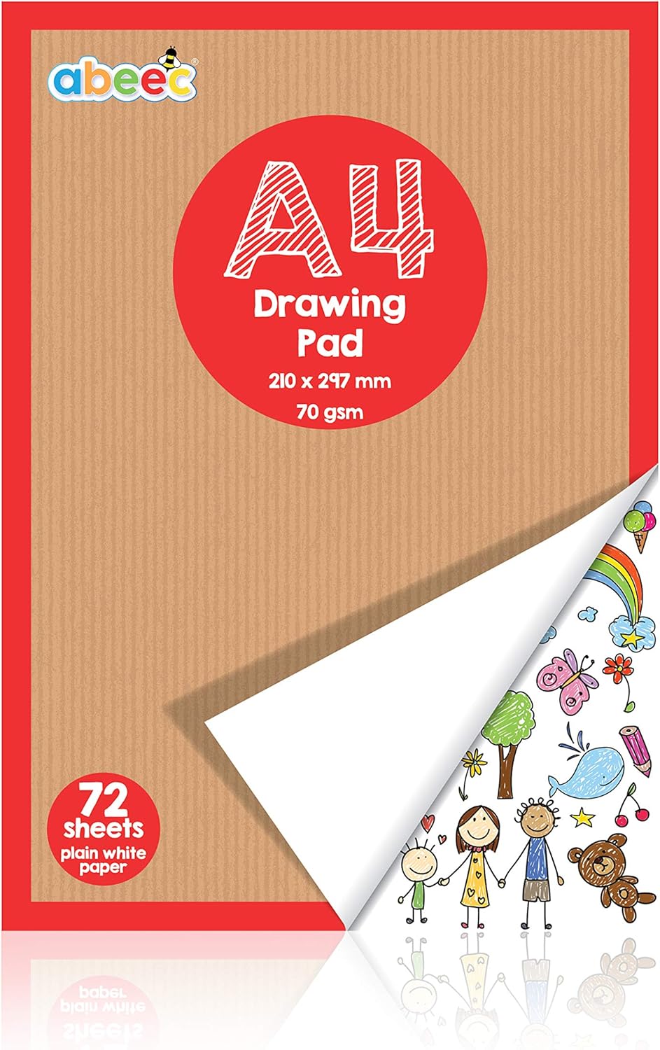 abeec A4 Plain Paper Drawing Pad, 72 Sheet Sketch Book, A4 Drawing Pad