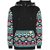 BOCOMAL FR Hoodies Bohemian Printed 1/4 Zipper Pullover 10.5oz Cotton Fleece Fire Resistant Hooded Sweatshirts
