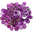 MR CHIPS Magnetic Bingo Chips with Metal Ring 3/4 Inch 300 Upgraded Pieces Purple Transparent - Available in 7 Colors A Reusable Storage Bag