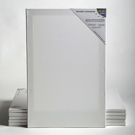 6 B.K. BASIC LEINWÄNDE AUF KEILRAHMEN 20x20 cm | Qualitäts Malgrund, malfertig, 100% Baumwolle