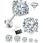 Delzzad Solitaire Four Prong Earrings Screw Back D Color VVS Synthetic Moissanite S925 Stud Unisex Earrings Jewelry Perfect for Any Occasion & Everyday Wear Birthday Anniversary Gift for Men Women