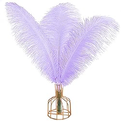 THARAHT Lavender Ostrich Feathers 12pcs Large