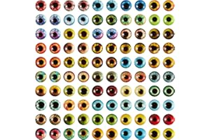 Ornaland 100 Pcs 10mm Glass Eyes Cabochons Mixed Style Flatback Dome Cabochons Cat Eyes Doll Eye Cameo Pendants for Jewelry Making