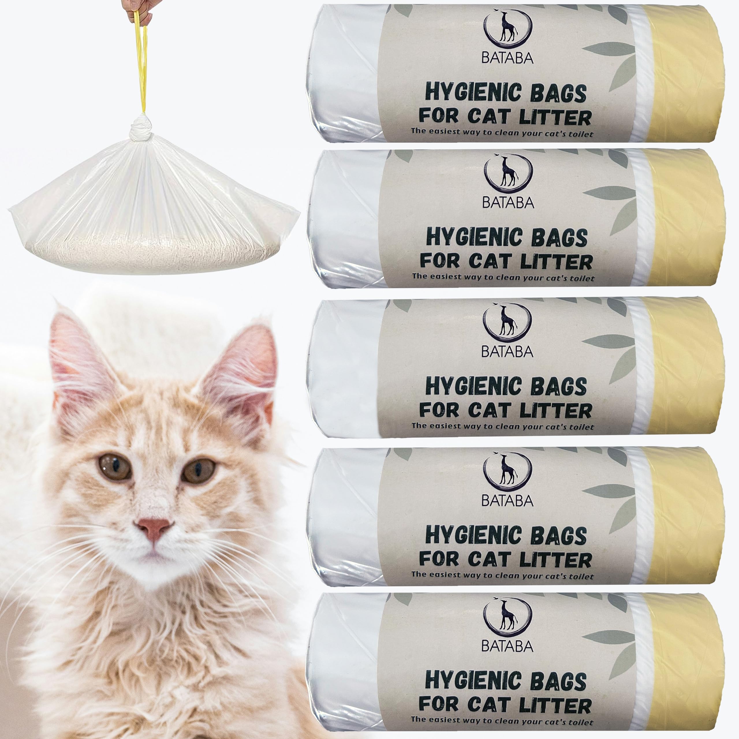 BATABA 50 XL Cat Litter Bags Scratch Resistant for Large and Medium Toilet Box Cat Bags with Drawstring Hygienic and Scratch Resistant