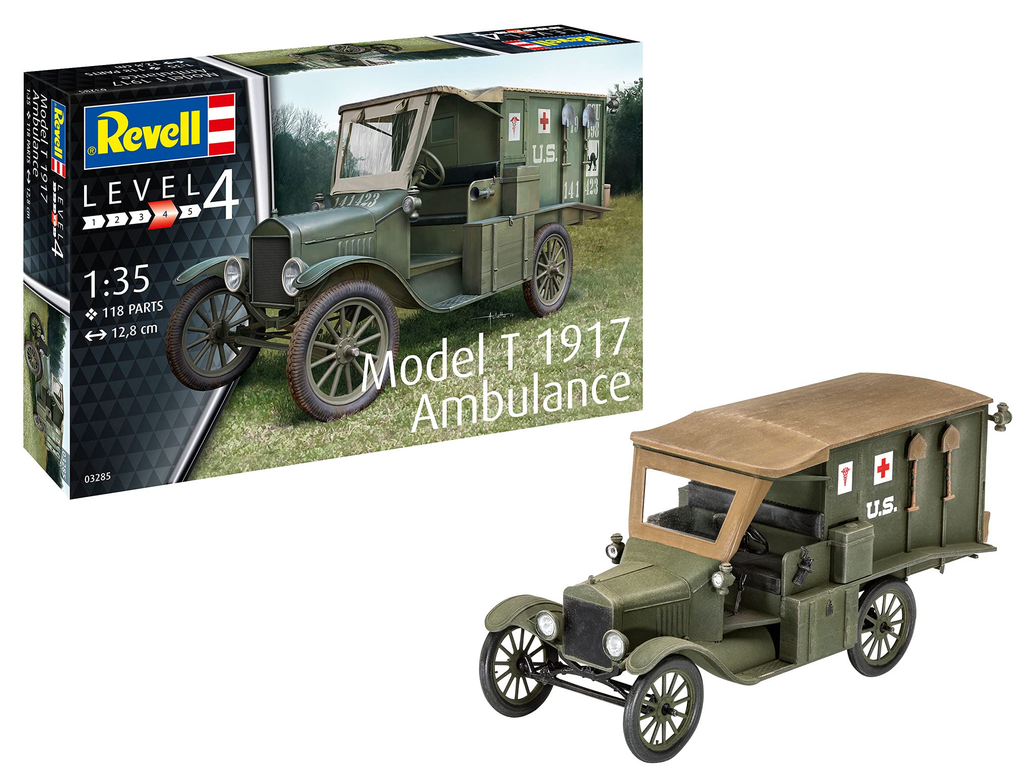 Revell RV03285 03285 3285 1:35 T 1917 Ambulance Plastic Model Kit, Multicolour, 1/35
