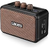 LEKATO Mini Guitar Amplifier, Dual Speakers 5W, Rechargeable Electric Guitar Amp Bluetooth with Clean Overdrive, 6H Working, Headphone Jack, Portable Small Amp for Practice AG-04 (Brown)